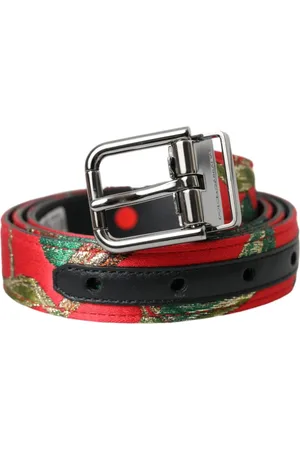 Dolce & Gabbana Belts, male, , 90 CM, Leather Jacquard Metal Buckle Belt