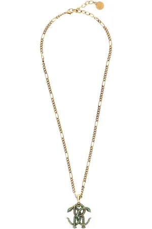 Roberto Cavalli Gold Logo Pendant Necklace