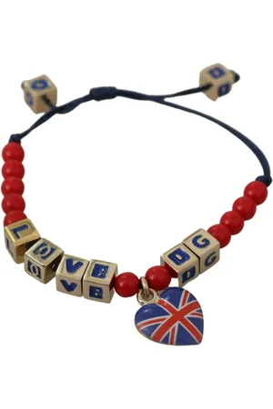 Dolce & Gabbana Bracelets, female, , ONE SIZE, Elegant Blue Red Glass Cotton Blend Bracelet