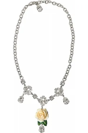 Dolce & Gabbana Necklaces, female, , ONE SIZE, Crystal Roses Pendant Necklace