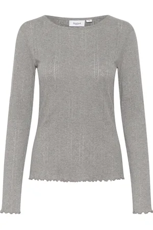 Saint Tropez Long Sleeve Tops, female, , XS, Quill Melange Blouse Top