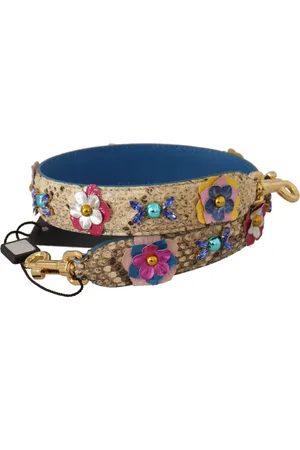 Dolce & Gabbana Python Leather Floral Studded Shoulder Strap
