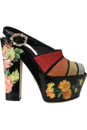 Dolce & Gabbana Floral Crystal Platform Sandals