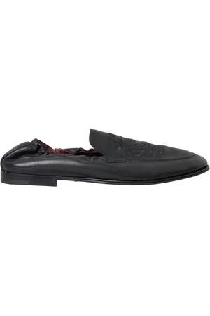 Dolce & Gabbana Loafers, male, , 5 UK, Logo Embroidered Leather Loafer Men Dress Shoes