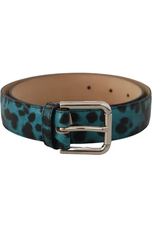 Dolce & Gabbana Belts, female, , 75 CM, Engraved Logo Leather Belt - Elegant Blue
