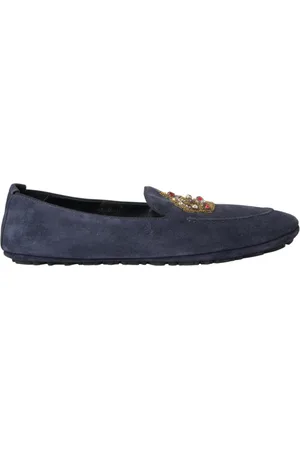 Dolce & Gabbana Loafers, male, , 6 UK, Leather Crystal Crown Loafers Shoes