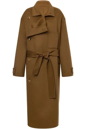 Serafini Trench Coats, female, , M, Wool Double-Breasted Coat