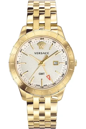 VERSACE Champagne Steel Strap White Dial GMT Watch