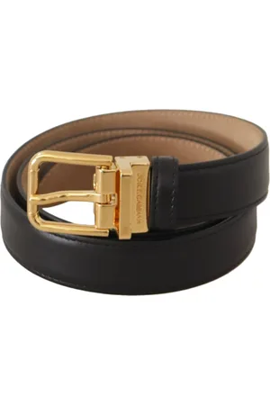 Dolce & Gabbana Belts, unisex, , 75 CM, Elegant Leather Belt with Engraved Buckle