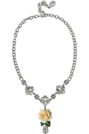 Dolce & Gabbana Necklaces, female, , ONE SIZE, Crystal Roses Pendant Necklace