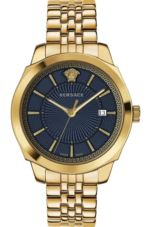 VERSACE Watches, male, , ONE SIZE, Classic Icon Gold Blue Watch