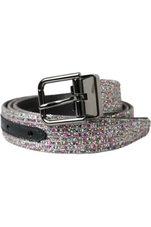 Dolce & Gabbana Belts, unisex, , 90 CM, Embellished Belt with Silver Buckle