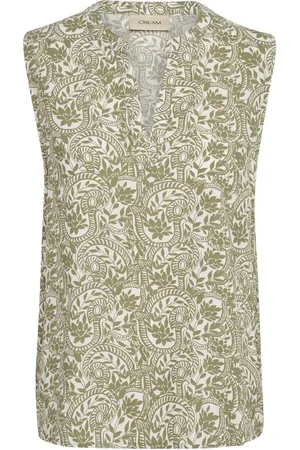 Cream Sleeveless Tops