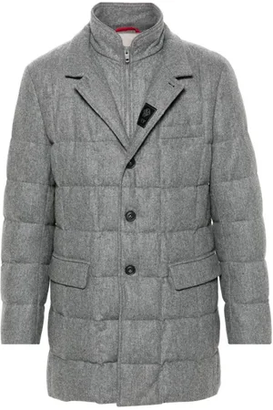 FAY Grey Wool Quilted Coat