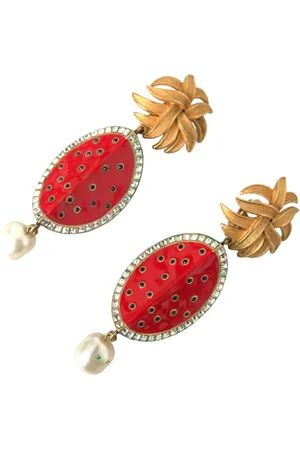 Dolce & Gabbana Earrings, female, , ONE SIZE, Red Watermelon Crystal Clip Earrings
