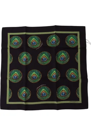 Dolce & Gabbana Silky Scarves, female, , ONE SIZE, Elegant Silk Scarf with Peacock Feathers