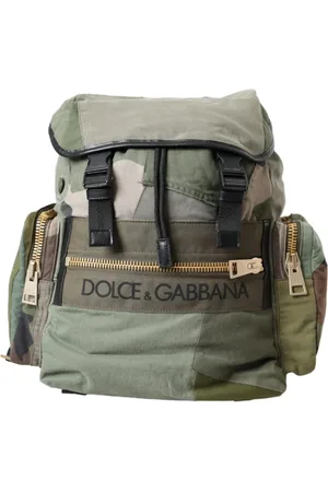 Dolce & Gabbana Backpacks, male, , ONE SIZE, Military Patchwork Backpack with Leather