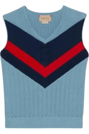 Gucci Sleeveless Tops, male, , 10 Y, Kids Chevron Knit Gilet