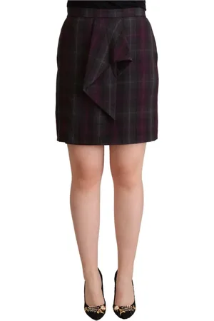 Bencivenga Elegant Checkered High-Waisted Skirt