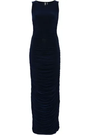 Norma Kamali Navy Ruched Bodycon Dress