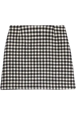 Ami Houndstooth Wool Mini Skirt