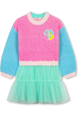 Billieblush Dresses, female, , 10 Y, Two-tone Knit Dress with Mesh