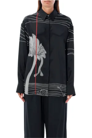 Salvatore Ferragamo Shirts, female, , 2XS, Print Silk Shirt Point Collar