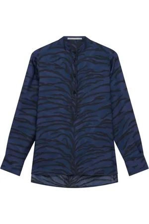 Stella McCartney Navy Tiger Print Silk Shirt