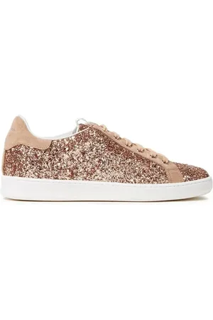 Sergio Rossi Sneakers, female, , 2 UK, Rose Gold Glittered Woven Trainers