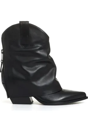 Elena Iachi Leather Ankle Boots Folded