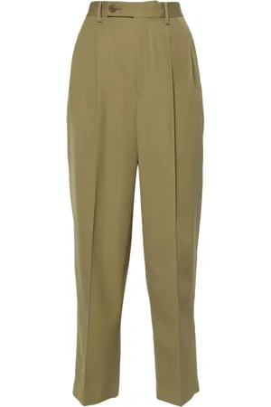 Auralee Tapered Trousers, female, , XS, Khaki Wool Trousers with Front Zip