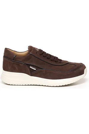 Paciotti Coffee Suede Trainers with Metallic Logo