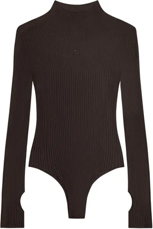 Courrèges Ribbed Bodysuit with High Neck