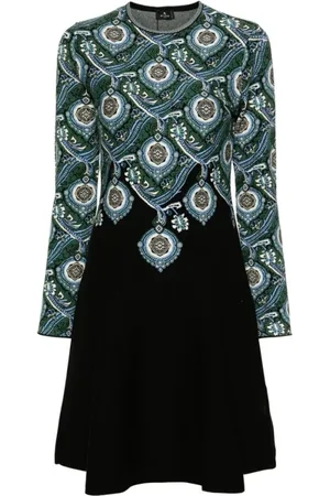 Etro Short Dresses, female, , XS, Multicolour Jacquard Knit A-Line Dress