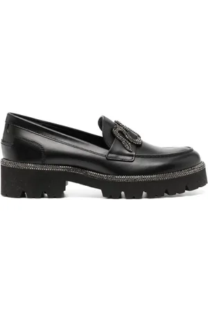 RENE CAOVILLA Loafers, female, , 7 UK, Crystal Embellished Leather Shoes