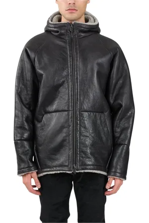 SALVATORE SANTORO Leather Jackets, male, , XL, Shearling leather hoodie jacket with zip