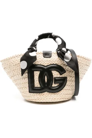 Dolce & Gabbana Straw Bucket Bag with Scarf Handles