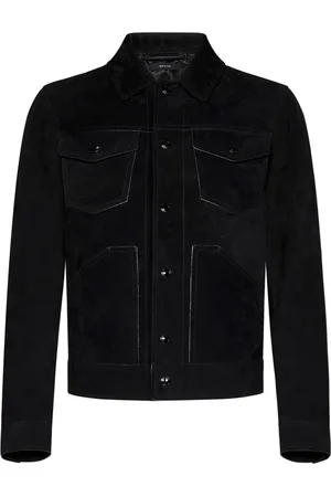 Tom Ford Leather Coat with Logo Snap Buttons