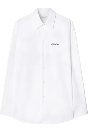 OFF-WHITE Casual Shirts, male, , M, Embroidered Logo Cotton Shirt