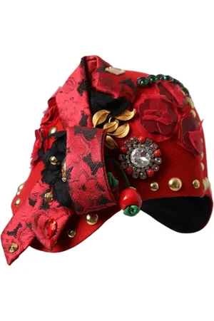 Dolce & Gabbana Hats, female, , ONE SIZE, Crystal-Embellished Wool Cloche Hat