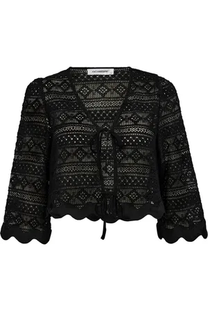 Co`Couture Cardigans, female, , XS, Crochet Tie Blouse with Half Sleeves