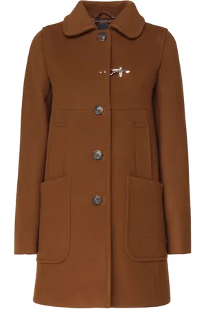 FAY Single-Breasted Coats, female, , L, Urban Leather Coat with Iconic Hook