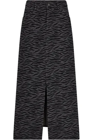 Co`Couture Denim Skirts, female, , L, Zebracc Denim Slit Skirt