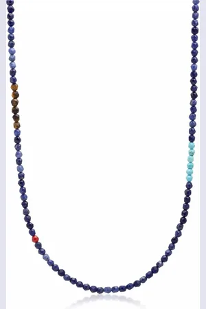 Nialaya Faceted Dumortierite Necklace with Tiger Eye and Turquoise
