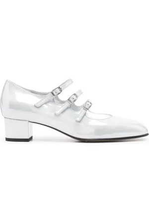 Carel Grey Patent Leather Triple Buckle Shoes