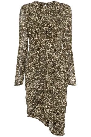 Isabel Marant Short Dresses, female, , XS, Leopard Print Draped Dress