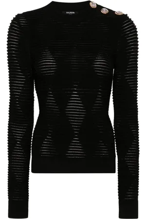 Balmain Round-neck Knitwear, female, , L, Canallé Jersey Top