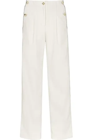 MCM Straight Trousers, female, , M, Wide-leg Bouclé Trousers with Metal Hardware