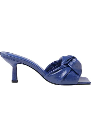 By Far Leather Square Toe Slip-On Sandals