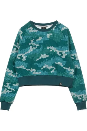 DOLLY NOIRE Sweatshirts, female, , M, Camo Cropped Crew Neck Sweatshirt